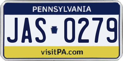 PA license plate JAS0279