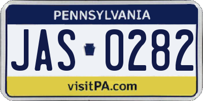 PA license plate JAS0282