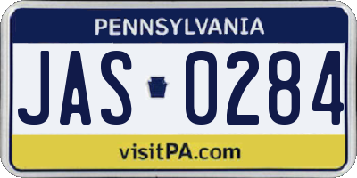 PA license plate JAS0284