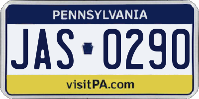 PA license plate JAS0290