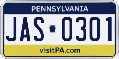 PA license plate JAS0301
