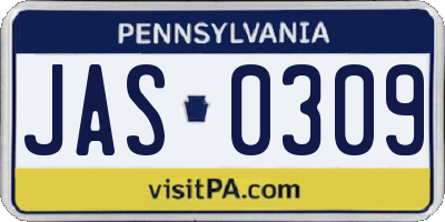 PA license plate JAS0309