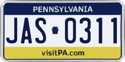 PA license plate JAS0311