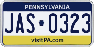 PA license plate JAS0323