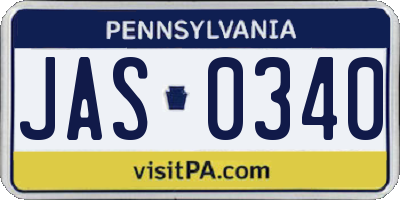PA license plate JAS0340