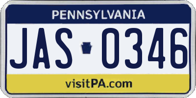 PA license plate JAS0346