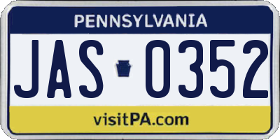 PA license plate JAS0352