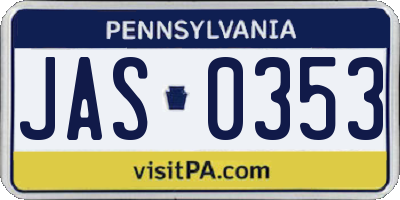 PA license plate JAS0353