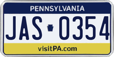PA license plate JAS0354