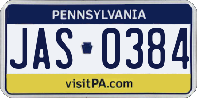 PA license plate JAS0384