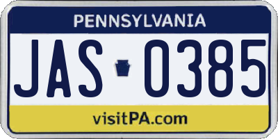 PA license plate JAS0385