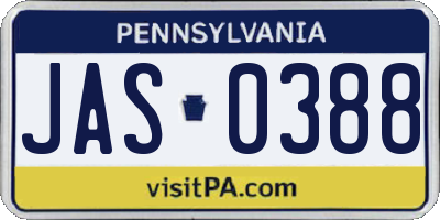 PA license plate JAS0388
