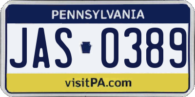 PA license plate JAS0389