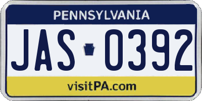 PA license plate JAS0392