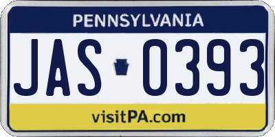 PA license plate JAS0393