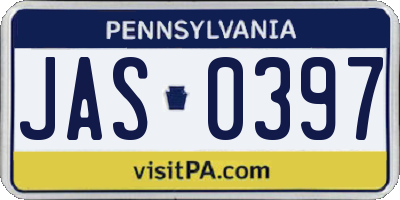 PA license plate JAS0397