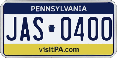 PA license plate JAS0400