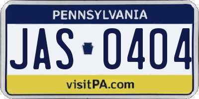 PA license plate JAS0404