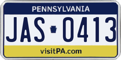 PA license plate JAS0413