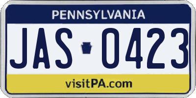 PA license plate JAS0423