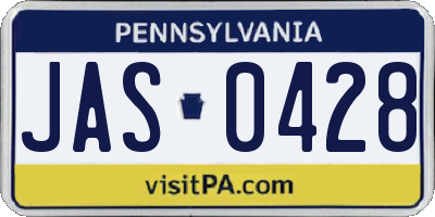 PA license plate JAS0428