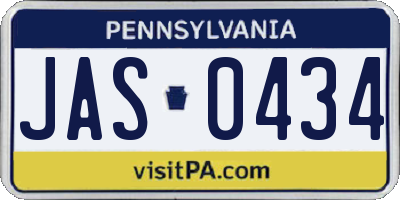 PA license plate JAS0434