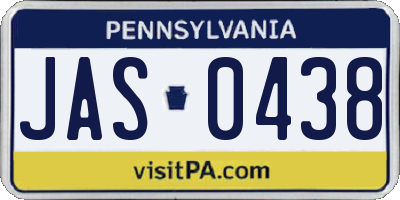 PA license plate JAS0438