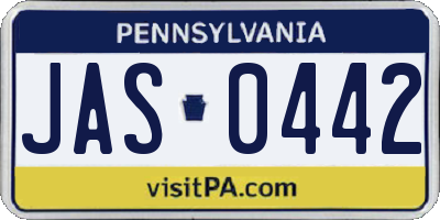 PA license plate JAS0442