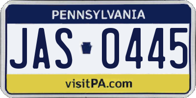 PA license plate JAS0445