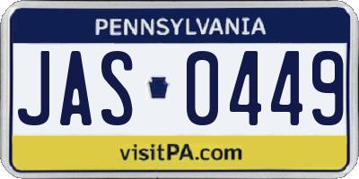 PA license plate JAS0449