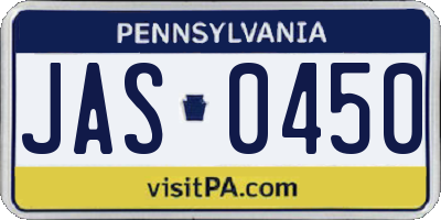 PA license plate JAS0450