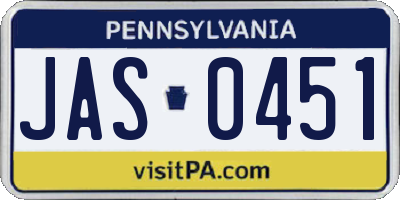 PA license plate JAS0451