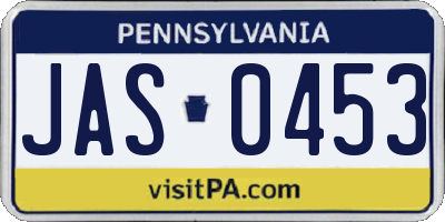 PA license plate JAS0453