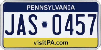PA license plate JAS0457