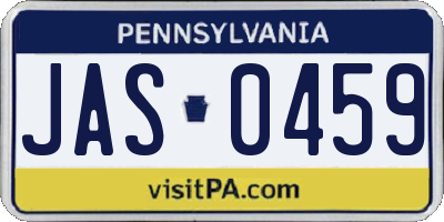 PA license plate JAS0459