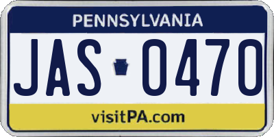 PA license plate JAS0470
