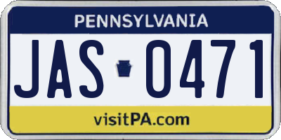 PA license plate JAS0471