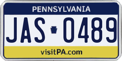 PA license plate JAS0489