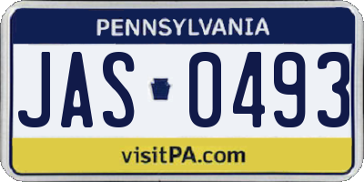 PA license plate JAS0493