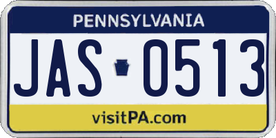 PA license plate JAS0513