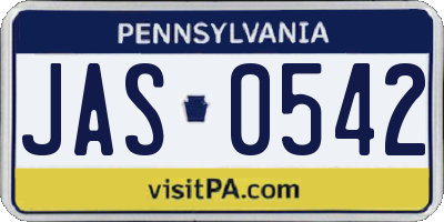 PA license plate JAS0542