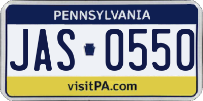PA license plate JAS0550