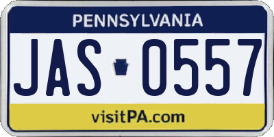 PA license plate JAS0557