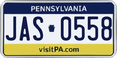 PA license plate JAS0558