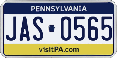 PA license plate JAS0565