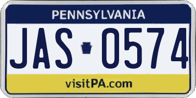 PA license plate JAS0574