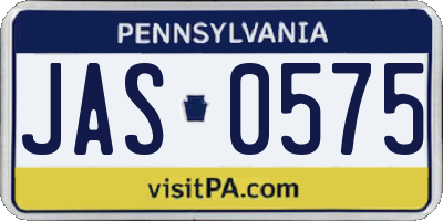 PA license plate JAS0575