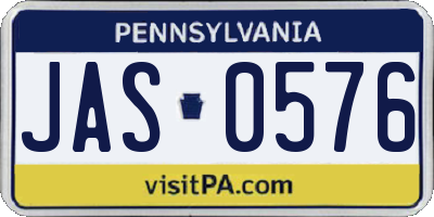PA license plate JAS0576