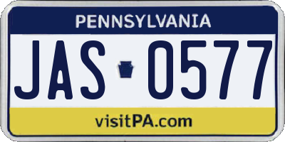 PA license plate JAS0577