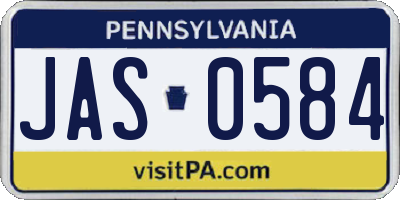 PA license plate JAS0584